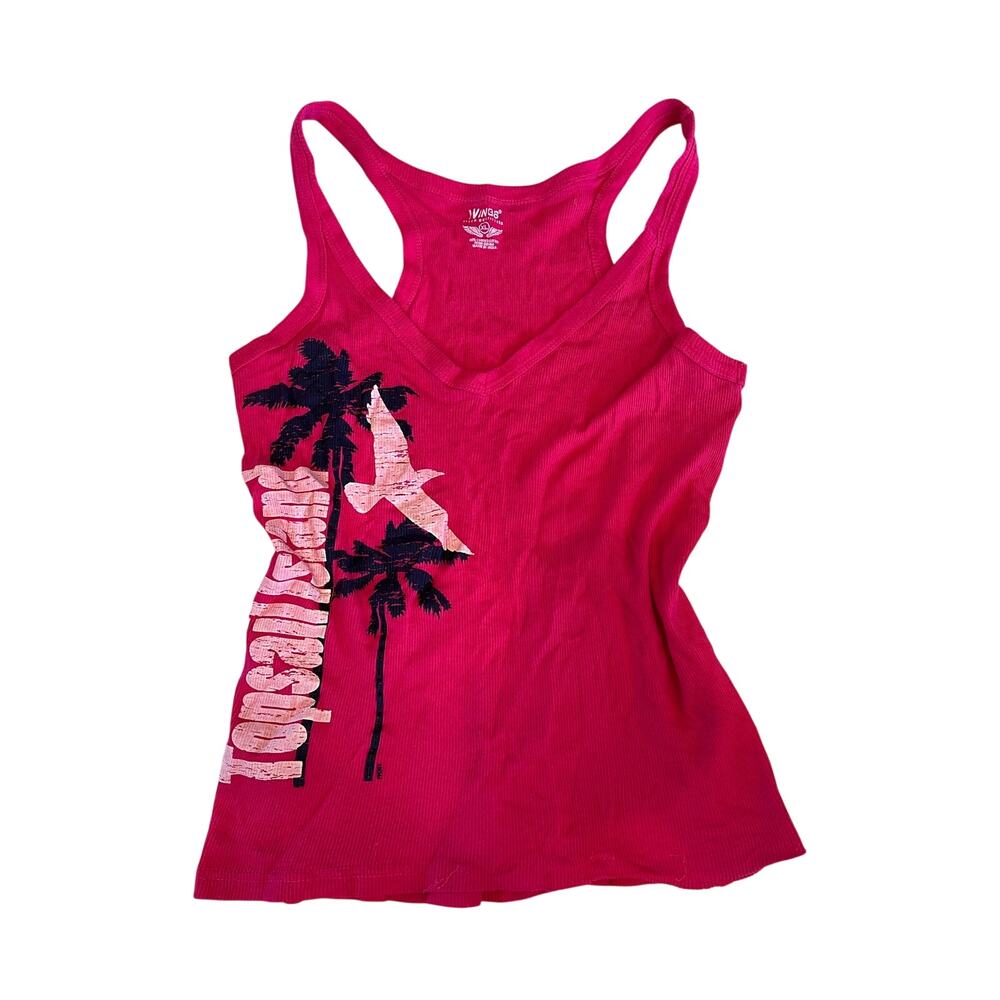 Wings Beach Outfitters Los Angeles Pink Graphic Tank Top XL 2000s
